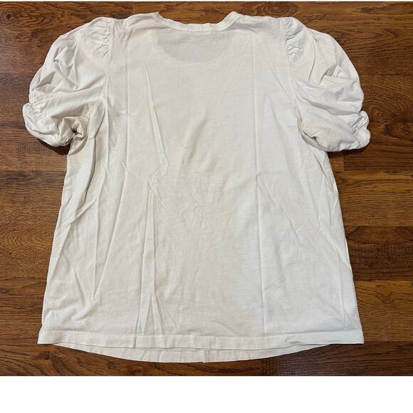 A.L.C. Women's Cotton Puff Sleeve T-Shirt - White - Size XL (Runs Small) - Picture 2 of 7